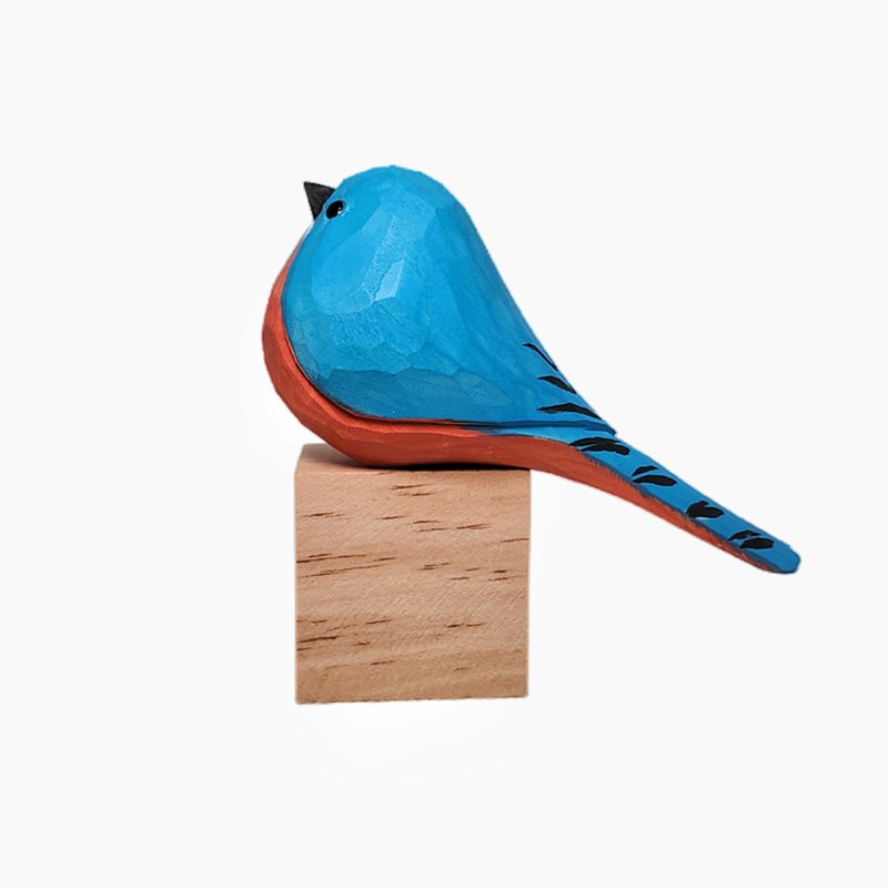 Eastern Bluebird Figurine Hand Carved Painted Wooden - Wooden Islands