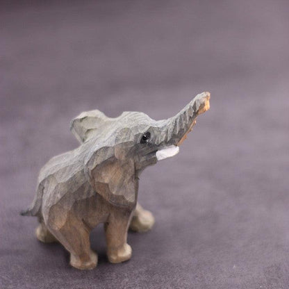 Elephant Sculpted Hand-Painted Animal Wood Figure - Wooden Islands