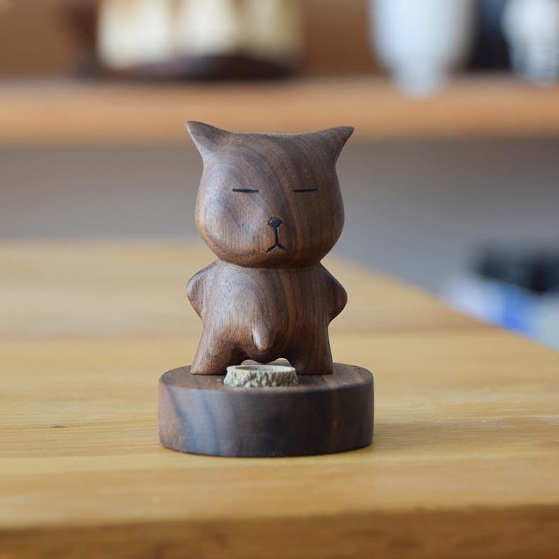 Essential oil Diffuser Hand Carved Be Cool Tibetan fox Wooden Décor _DC - Wooden Islands