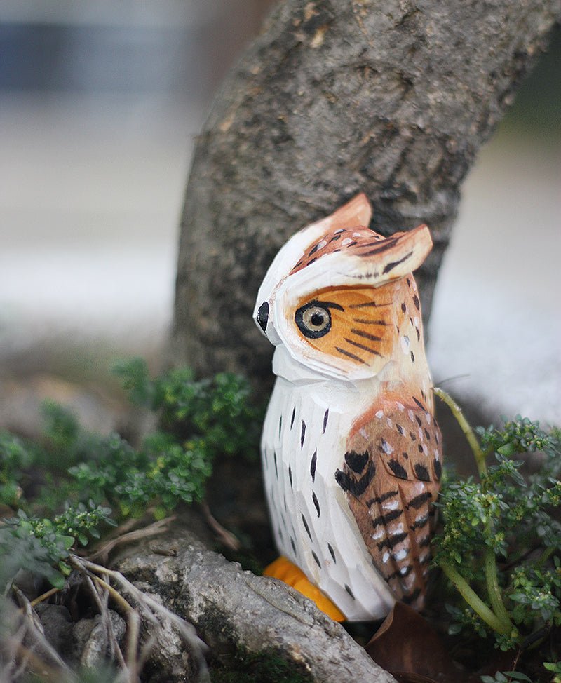 Eurasian Eagle-Owl Sculpted Hand-Painted Animal Wood Figure - Wooden Islands