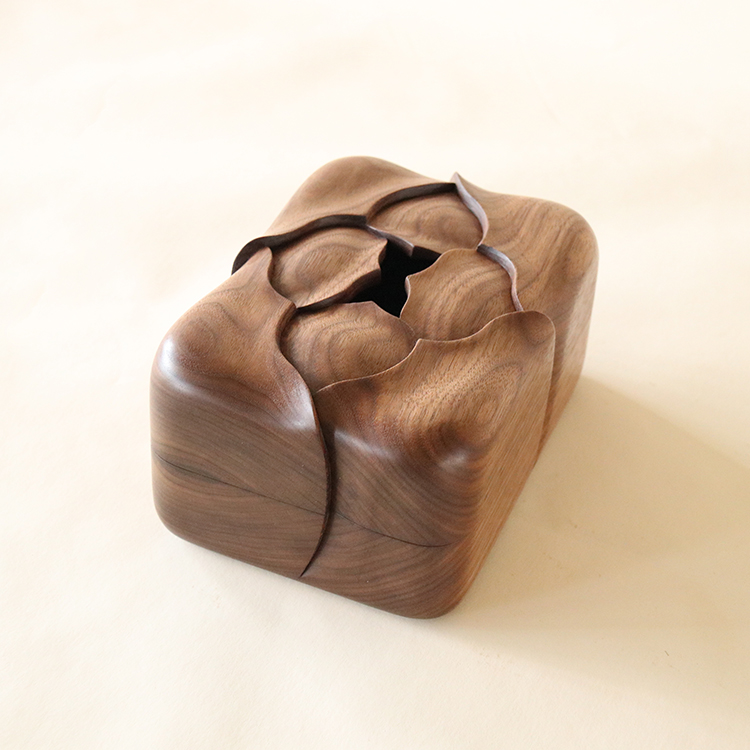 Flower shape Tissue Box Cover Wooden Hand Carved Home Decoration - Wooden Islands