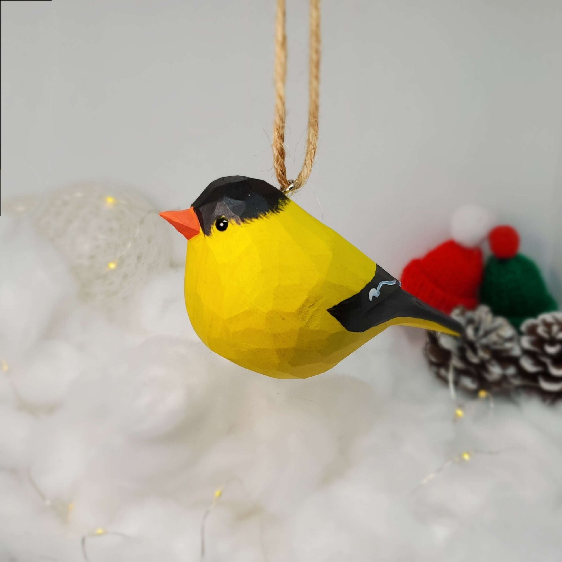 Goldfinch Bird Hanging Ornaments - Wooden Islands