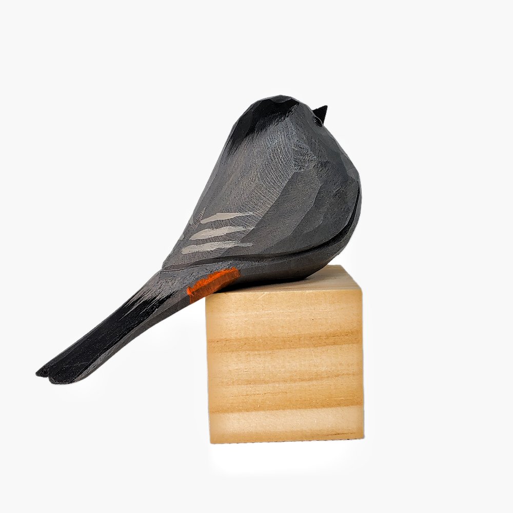 Gray Catbird Hand Carved Painted Wooden Bird Figurine - Wooden Islands