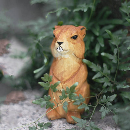 Groundhog Sculpted Hand-Painted Animal Wood Figure - Wooden Islands