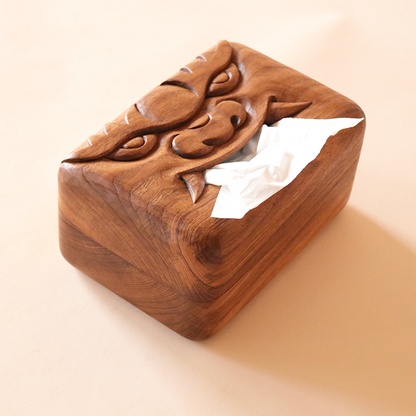 Hand Carved Tissue Box Cover Wooden Original Designer - Wooden Islands