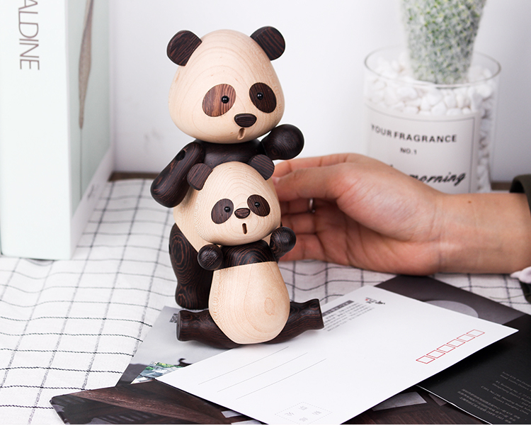 Handmade Panda Wooden Figurines_F - Wooden Islands