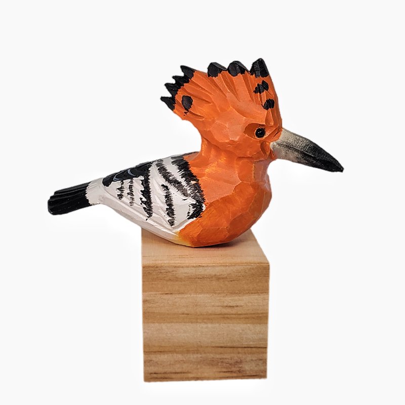 Hoopoe Bird Figurine Hand Carved Painted Woode - Wooden Islands