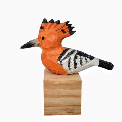 Hoopoe Bird Figurine Hand Carved Painted Woode - Wooden Islands