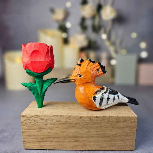 Hoopoe with Rose - Wooden Islands