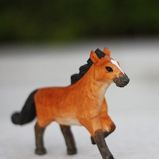 Horse Sculpted Hand-Painted Animal Wood Figure - Wooden Islands