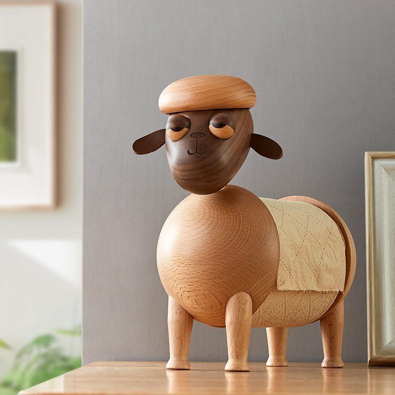 Little Sheep Tissue Holder Wooden Handmade Home Decoration - Wooden Islands