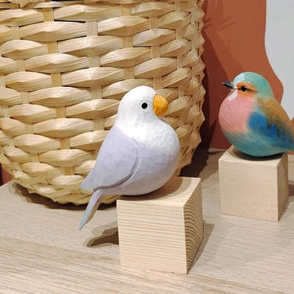 Lovebirds Sculpted Hand-Painted Bird Figure - Wooden Islands