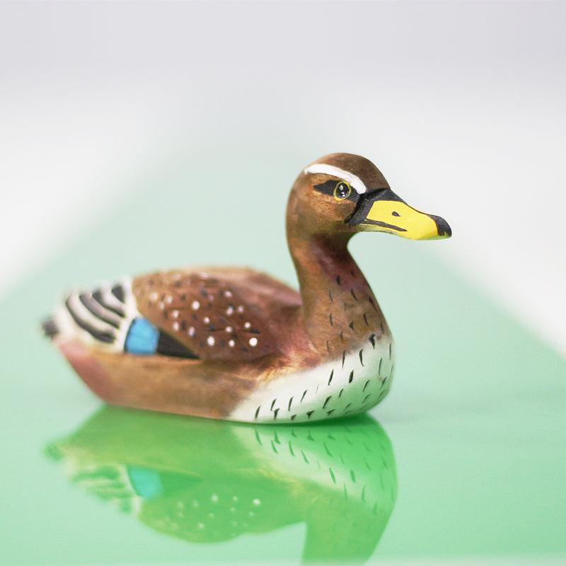 Mallard Sculpted Hand-Painted Wood Duck Figure - Wooden Islands