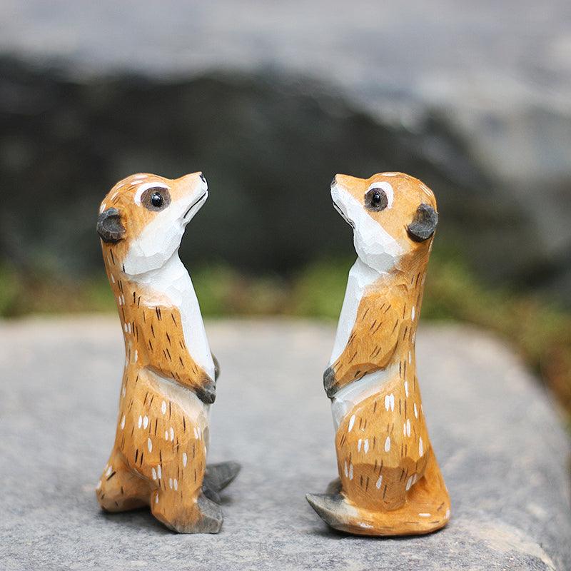 Meerkat Sculpted Hand-Painted Animal Wood Figure - Wooden Islands