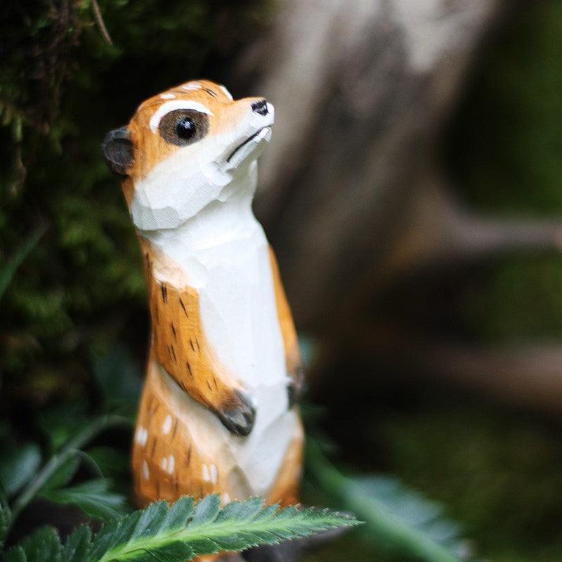 Meerkat Sculpted Hand-Painted Animal Wood Figure - Wooden Islands