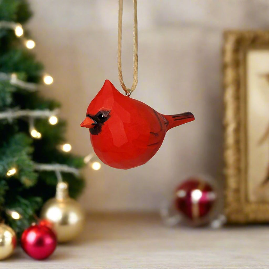 Hand-Carved Bird Christmas Ornaments Festivity Collection – Wooden Islands