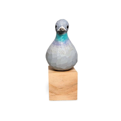 Pigeons Sculpted Hand Painted Bird Wood Figurines - Wooden Islands