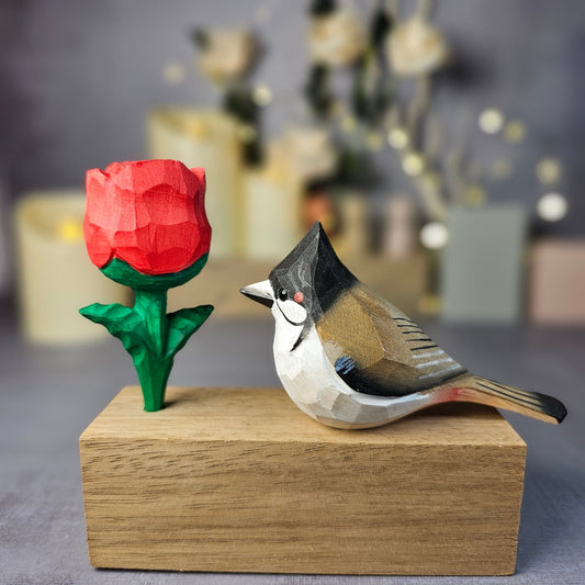 Red-whiskered Bulbul with Rose - Wooden Islands