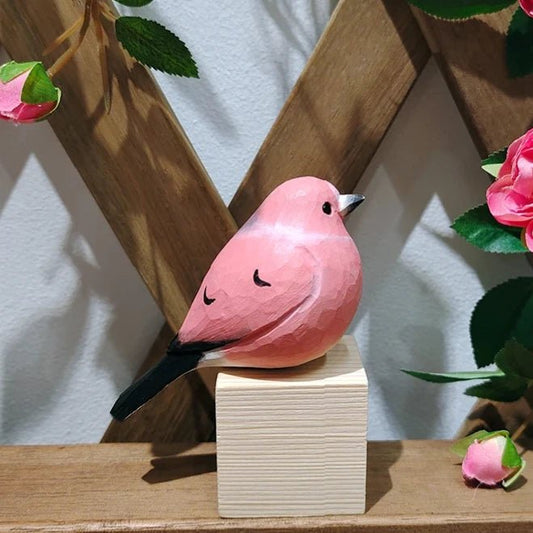 Rosefinch Sculpted Hand-Painted Bird Figure - Wooden Islands
