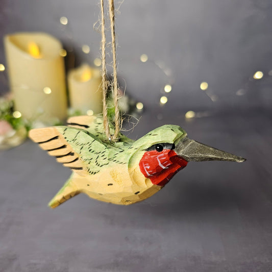 Ruby-Throated Hummingbird Hanging Ornaments - Wooden Islands