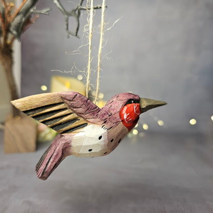 Ruby-Throated Hummingbird Hanging Ornaments - Wooden Islands