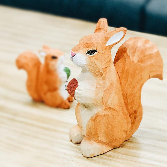 Squirrel Sculpted Hand-Painted Animal Wood Figure - Wooden Islands