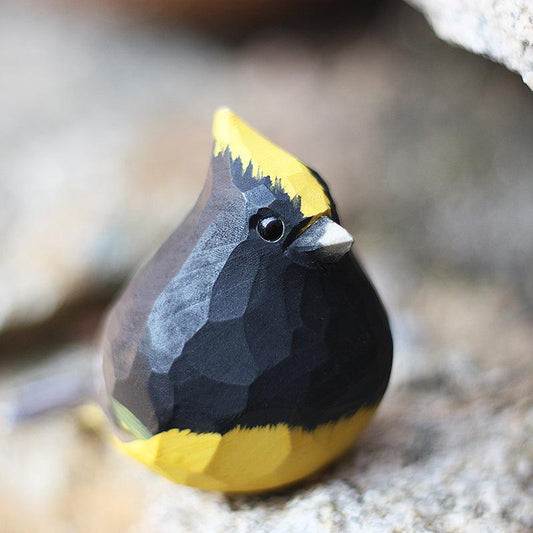 Sultan tit Bird Figurines Hand Carved Painted Wooden - Wooden Islands