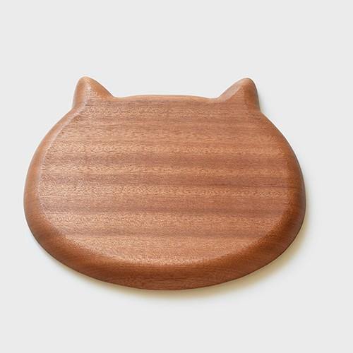 Trays Wooden Hand Carved Meow Face Plate _MS - Wooden Islands