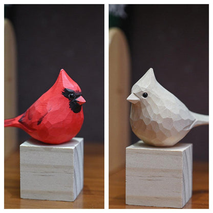 U005 Northern Cardinal Unfinished Woode Bird - Wooden Islands