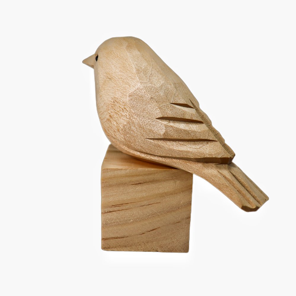 U012 Unfinished Wood bird statues - Wooden Islands