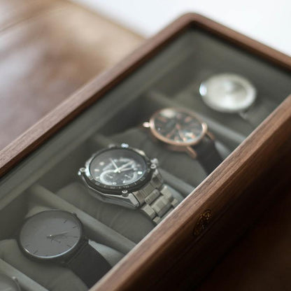 Watch Box Black Walnut Wood Jewelry Storage case With 5/10 Slots - Wooden Islands