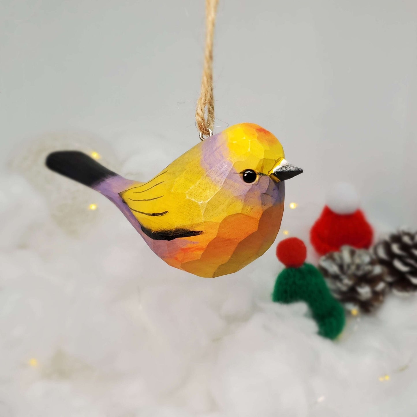 White-Browed Tit-warbler Hanging Ornaments - Wooden Islands