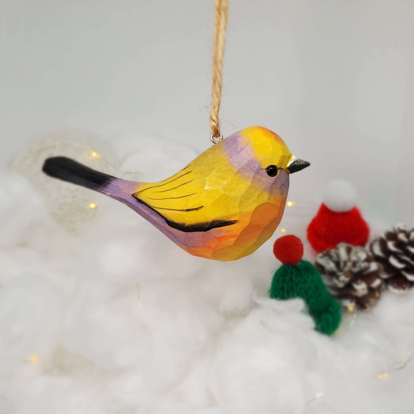 White-Browed Tit-warbler Hanging Ornaments - Wooden Islands