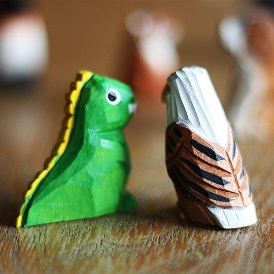 Wood Zoo Figurines Hand Carved Painted Wooden - Wooden Islands