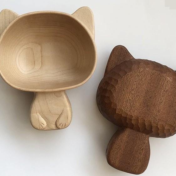 Wooden Bowls Hand Carved Cute Cat  _MS - Wooden Islands